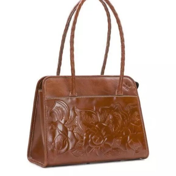 PATRICIA NASH TOOLED LEATHER PARIS SATCHEL/CROSSBODY NWT FLORENCE TAN - Picture 4 of 7